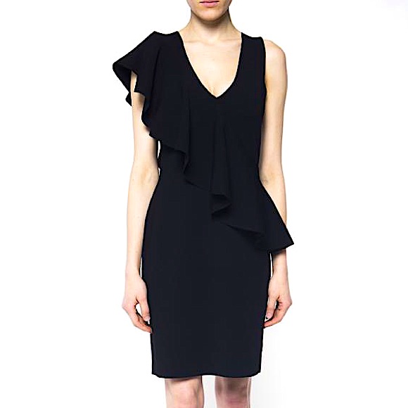 Nwt Diane Von Furstenberg Black Ruffle Dress